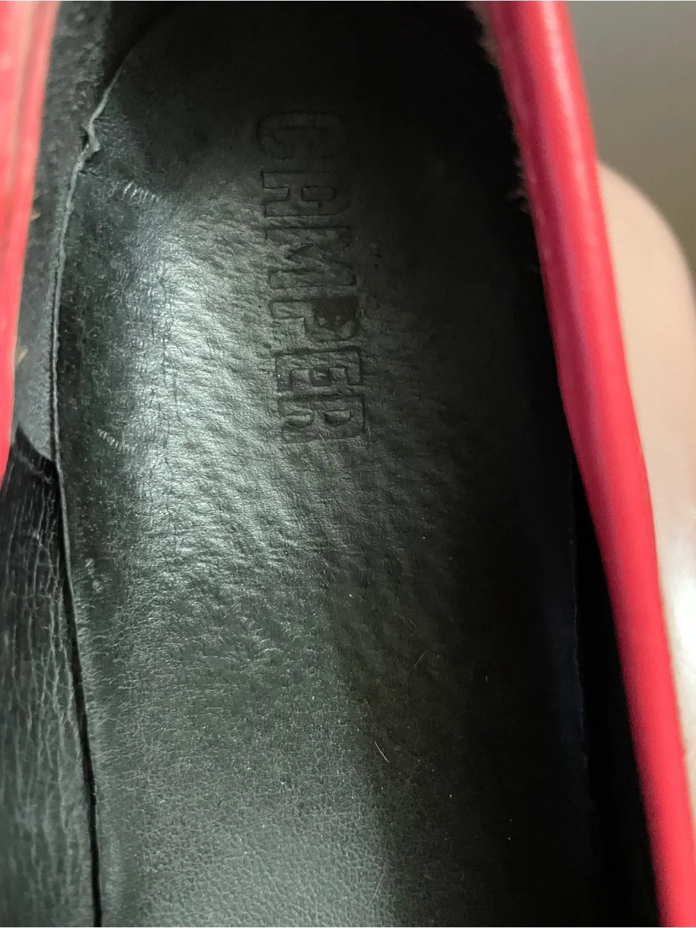 Camper Red Leather Penny Loafers